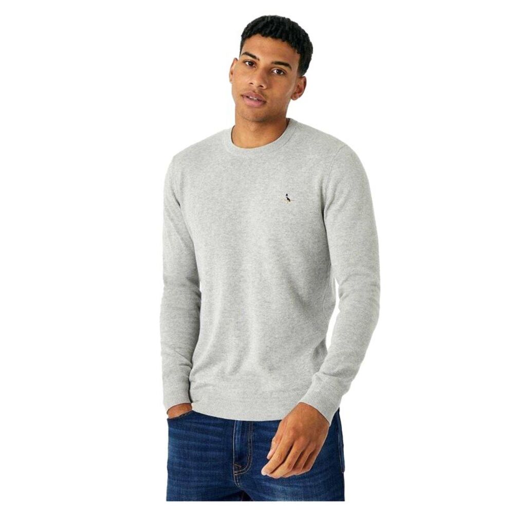 Jack Wills Mens Seabourne Logo Crew Neck Sweater / Light Ash Marl